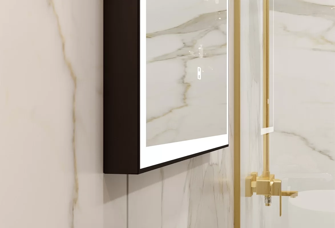 Приобрести continent зеркало с подсветкой frame black 60х80 см, черное