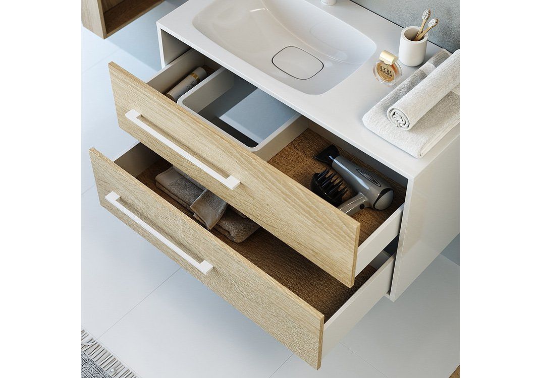 Приобрести тумба подвесная с раковиной aqwella miami 90 см mai.01.09/l, белый/беленый дуб