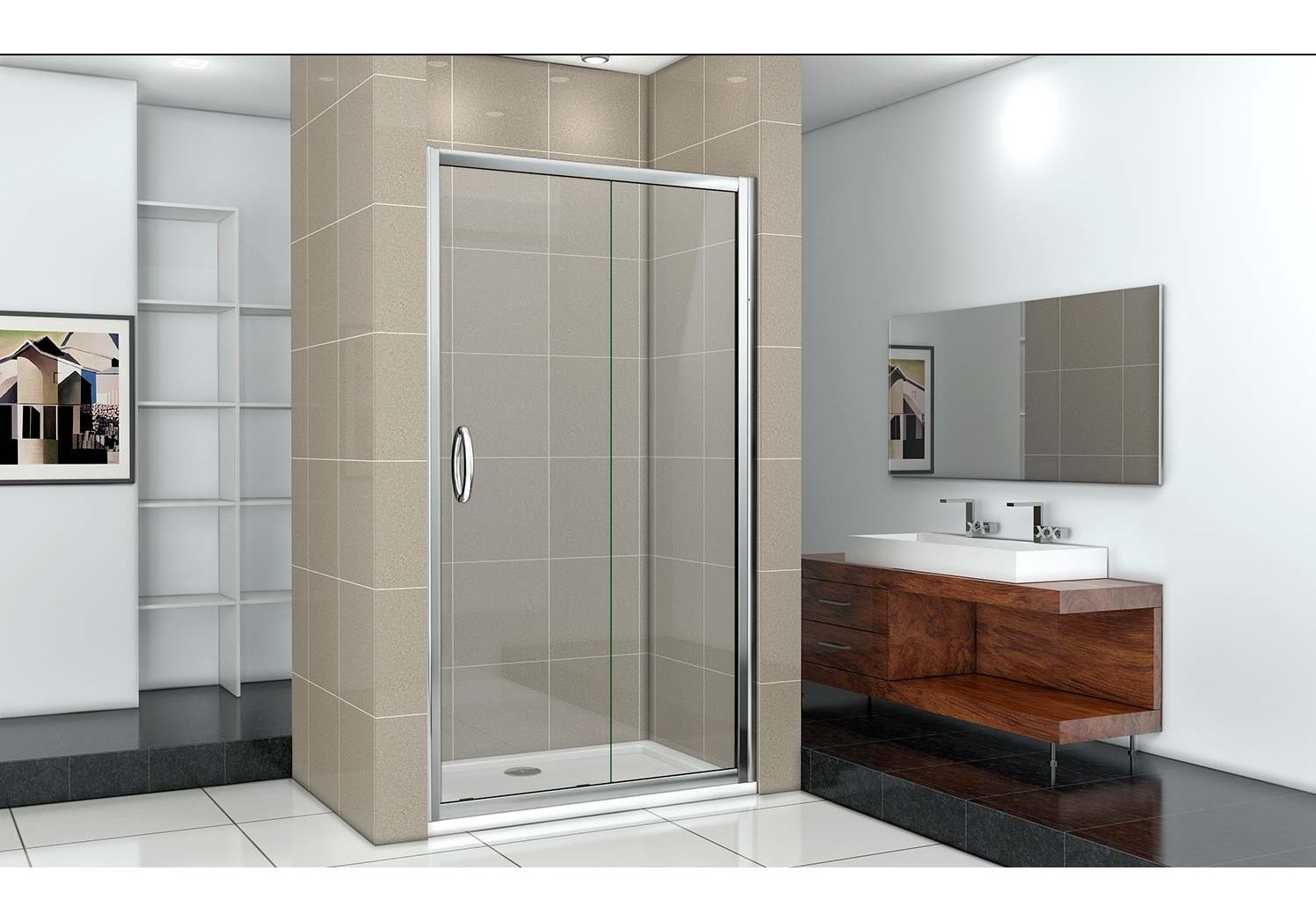 Приобрести дверь душевая bas infinity wtw-130-c-ch 130 см