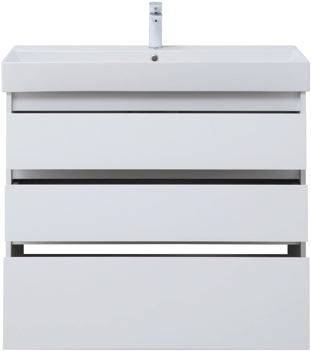 Приобрести aquanet тумба с раковиной nova lite 100 см, белая глянец (3 ящика)