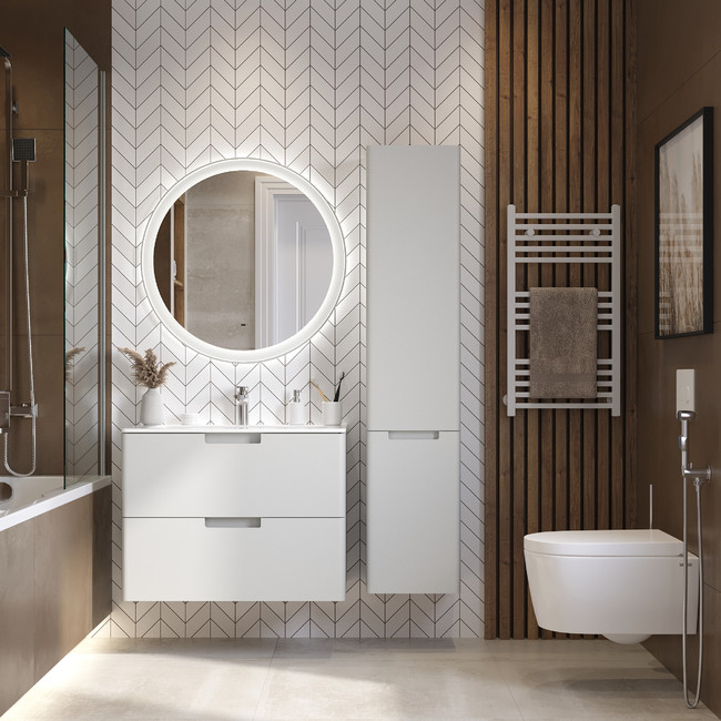 Приобрести briz тумба подвесная с раковиной prato light 100 см, светло серая, матовая, т18-100