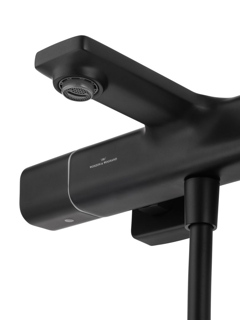 Приобрести смеситель для ванны с душем и термостатом wonzon & woghand solid, черный матовый (ww-c2011-a-mb)