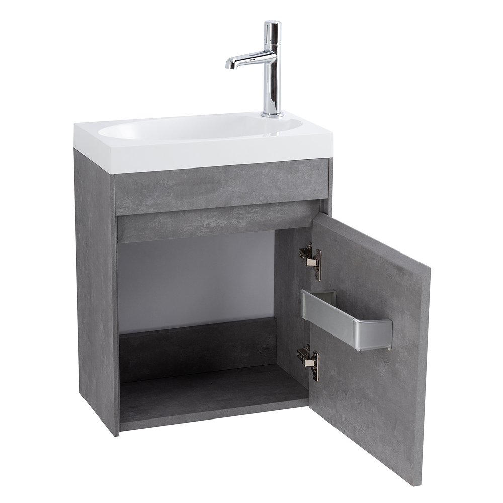 Приобрести belbagno тумба с раковиной pietra mini 46 см, подвесная с дверью 46-r stucco cemento, белая раковина