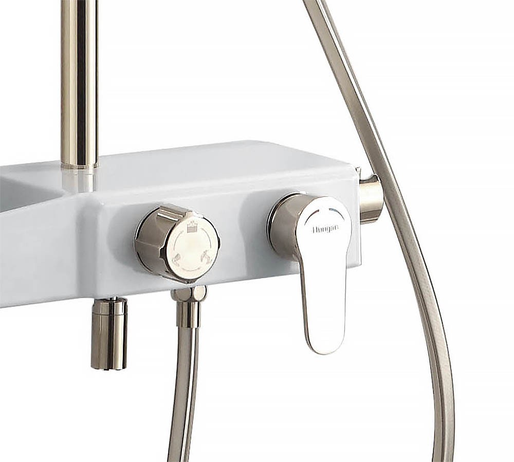 Приобрести душевая система azario с поворотным изливом, керамический картридж, белый/золото