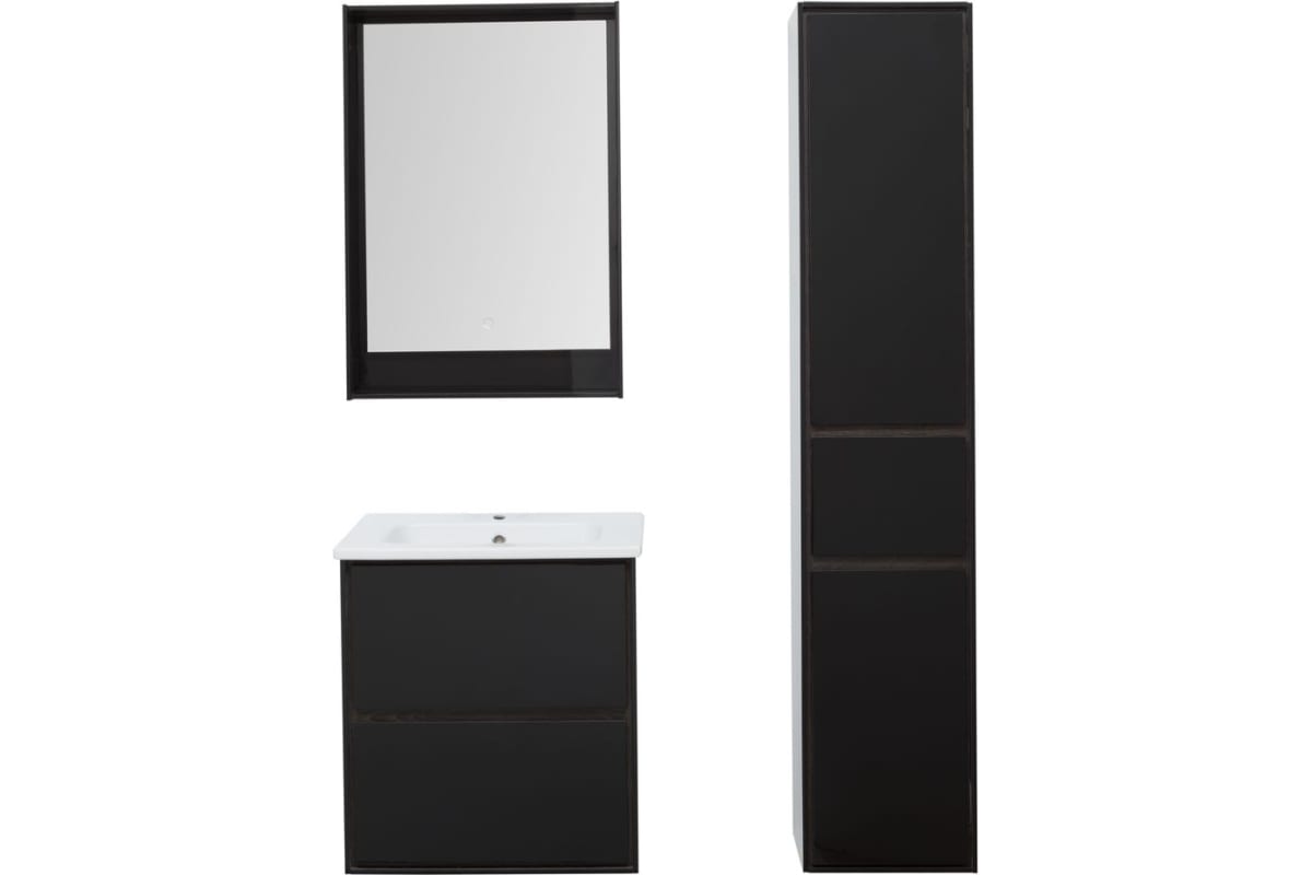Приобрести aquanet тумба с раковиной милан 60 см, черный глянец