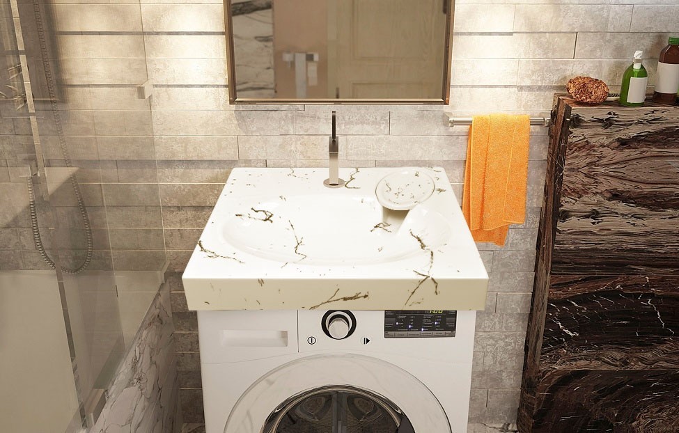 Приобрести раковина над стиральной машиной azario carmen 60,5х60,2 см с сифоном