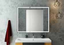 Continent Зеркало шкаф с подсветкой Mirror Box black 100х80 см, сенсорный включатель, черное