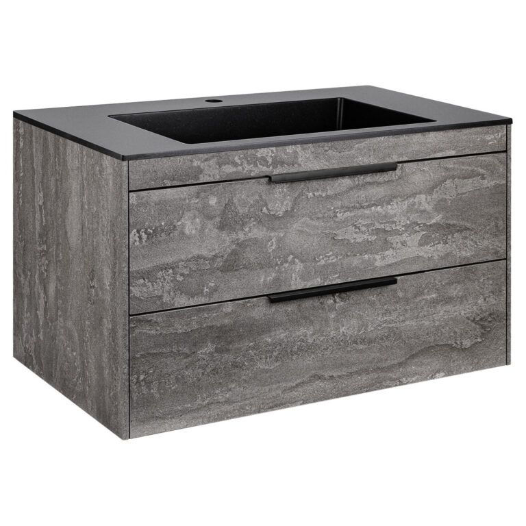 Приобрести vincea тумба подвесная chiara 80 см, серый камень с черной раковиной vmc-2c2800gs;vcb-13800b