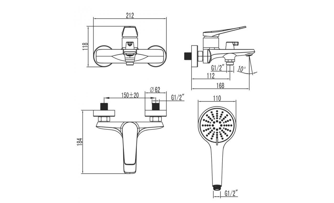 Приобрести lemark смеситель для ванны bronx, черный lm3714bl