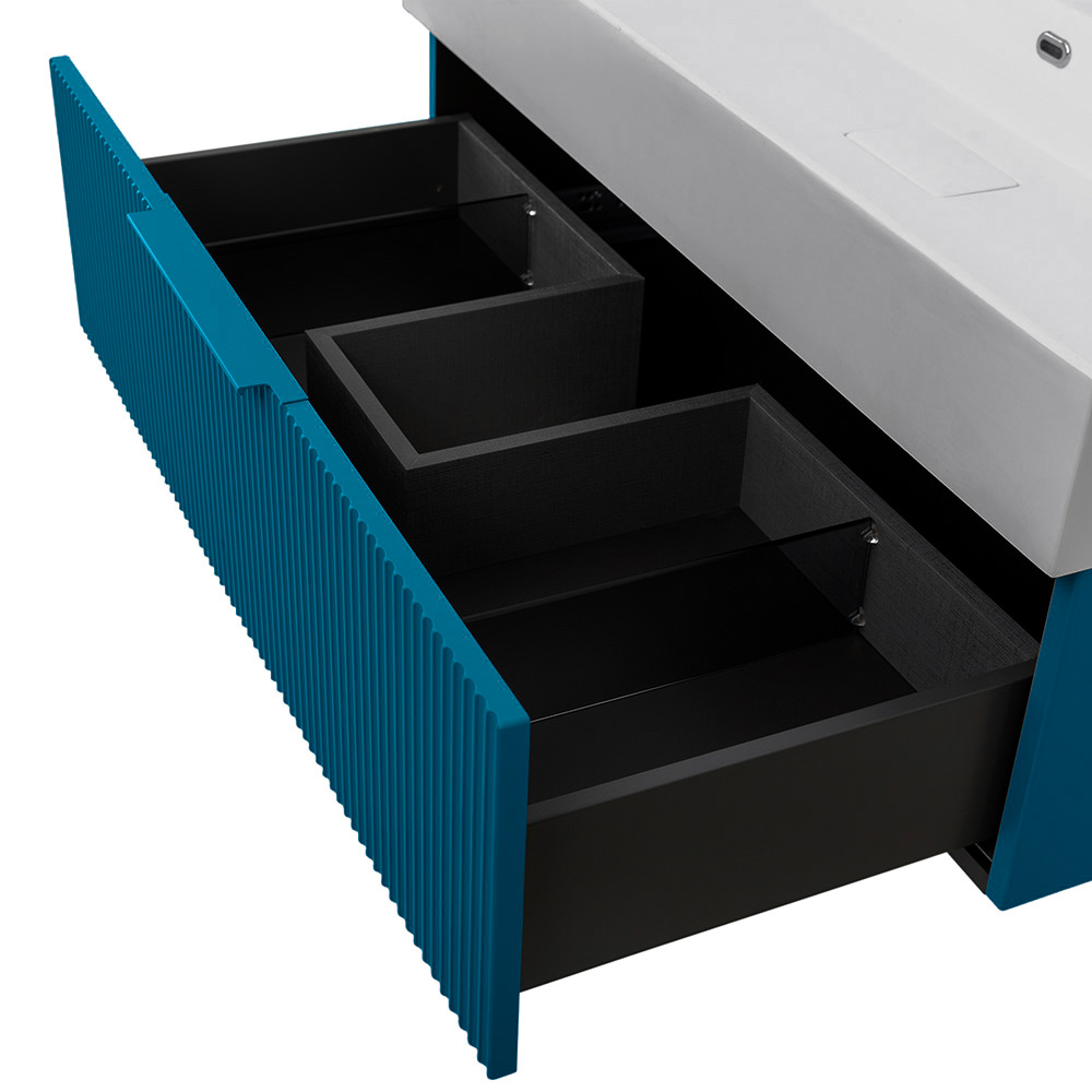 Приобрести cezares тумба подвесная с раковиной premium 90 см plisse blu petrolio, голубая 44423