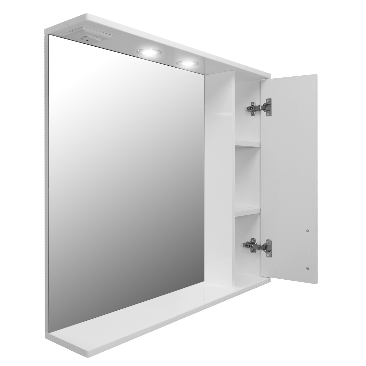 Приобрести loranto зеркало-шкаф karina 80 80х74 см, с подсветкой, правостороннее, белое (cs00086510)