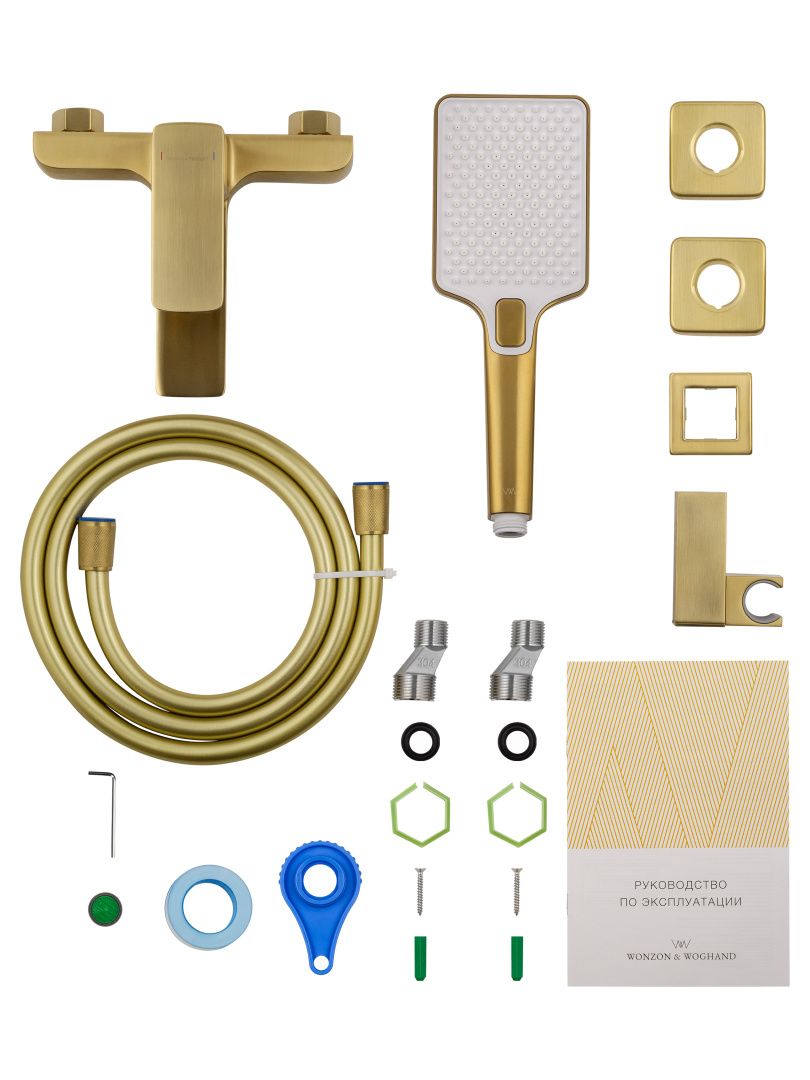 Приобрести смеситель для ванны с душем wonzon & woghand edge, брашированное золото (ww-88639003a-bg)