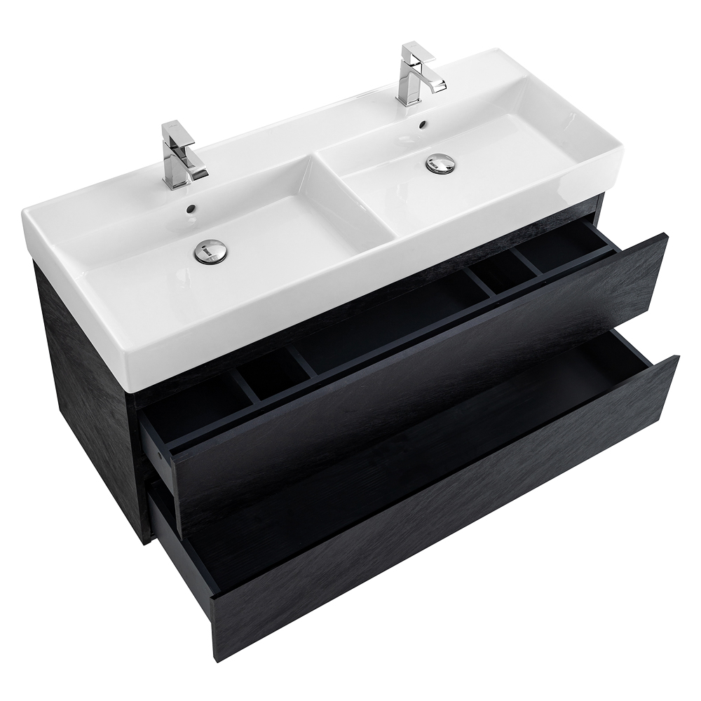 Приобрести cezares тумба подвесная с раковиной molveno 46 120 см nero, черная molveno 46-120-2c-so-2-nc