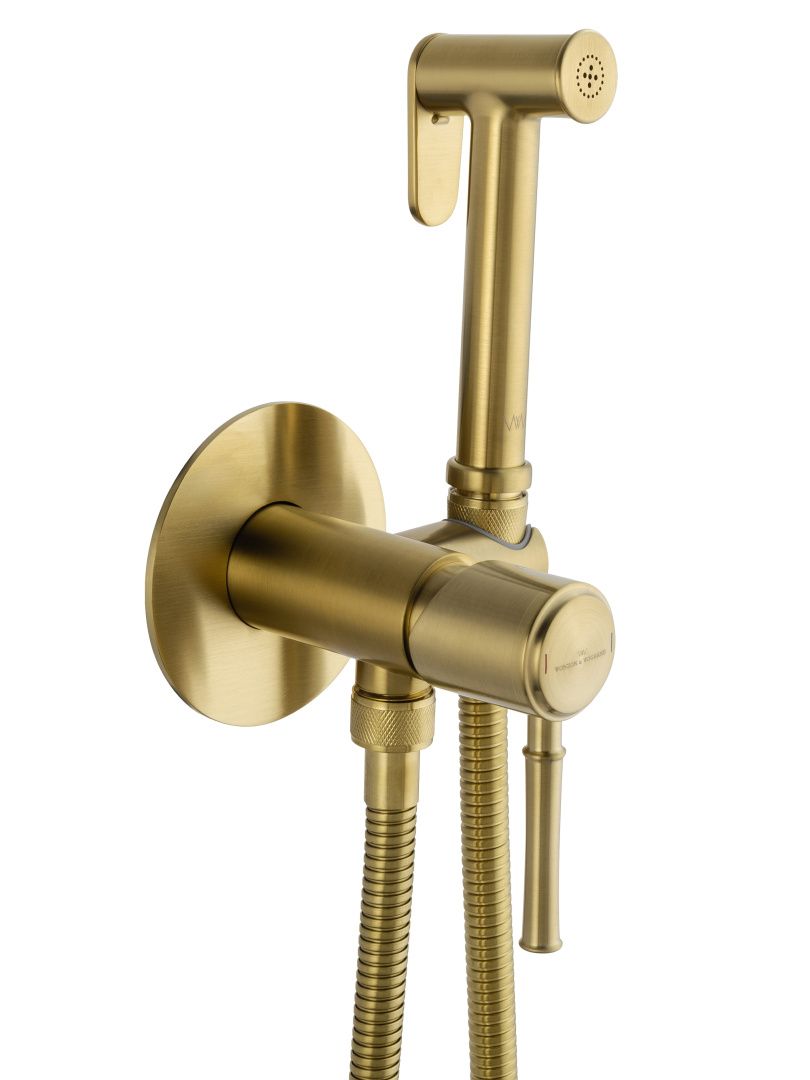 Приобрести смеситель с гигиеническим душем встраиваемый wonzon & woghand tor, брашированное золото (ww-88829073-bg)