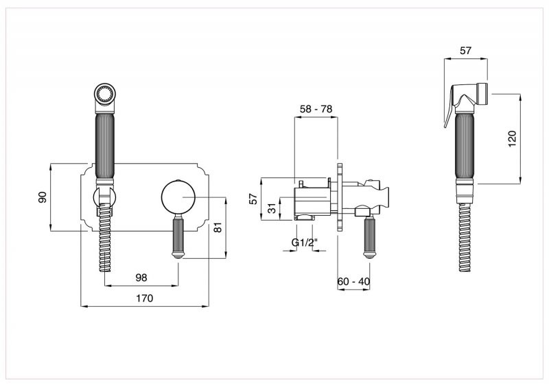 Приобрести cezares смеситель с гигиеническим душем olimp, золото olimp-dif-03/24-l
