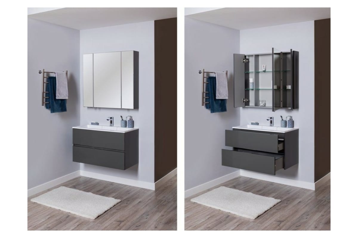 Приобрести aquanet тумба с раковиной алвита 100 см, серый антрацит