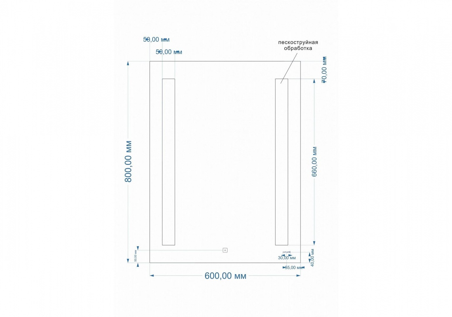 Приобрести зеркало cersanit base 020 led 60 см, lu-led020*60-b-os