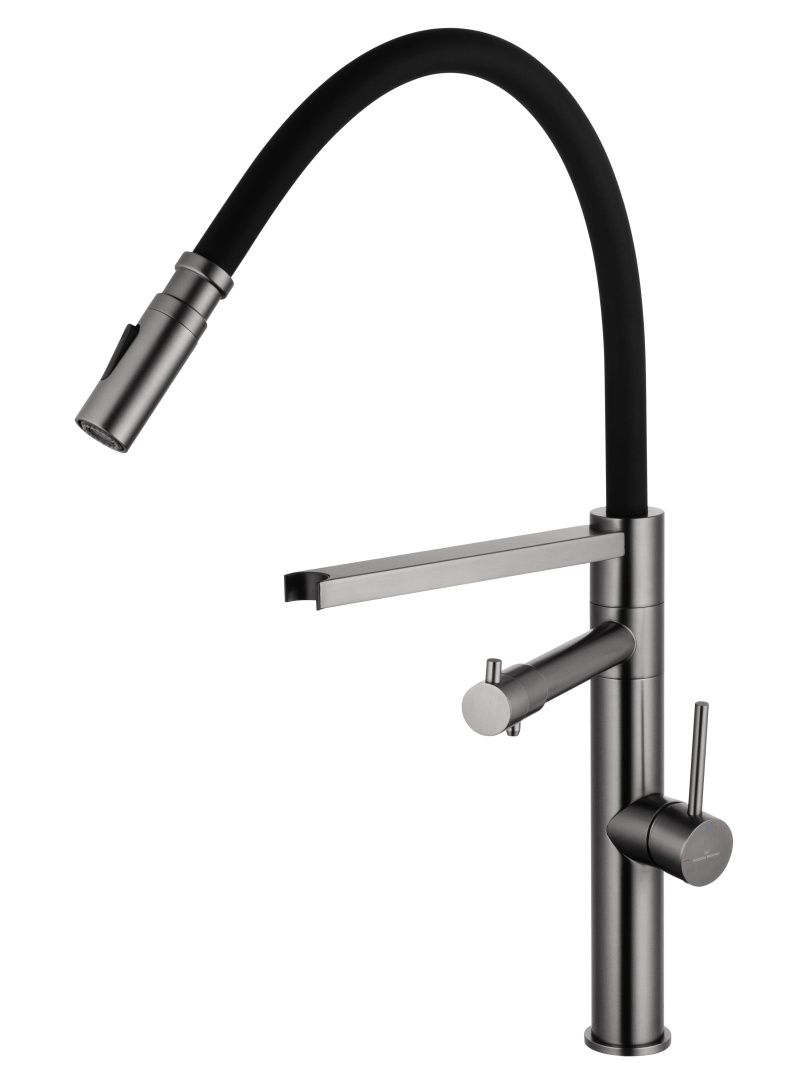 Приобрести смеситель для кухни с гибким изливом и подключением фильтра wonzon & woghand, темный графит (ww-88458007-bgm)