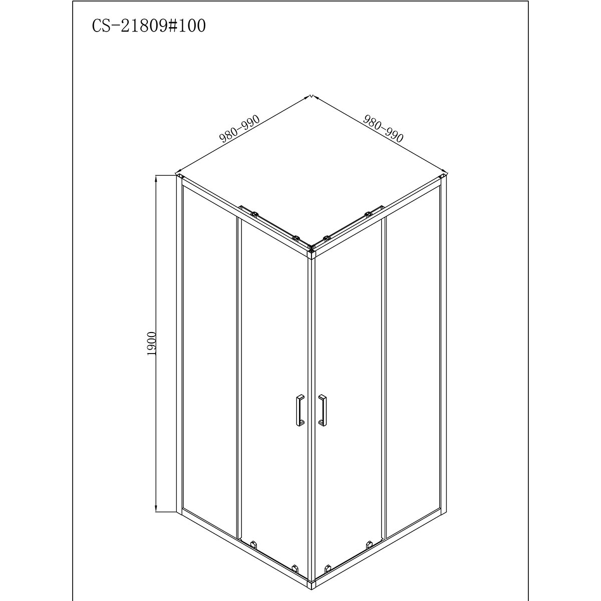 Приобрести loranto душевое ограждение neo 100x100x190 прозрачное закаленное стекло 5 мм, профиль черный, без поддона (cs-21809b-100)
