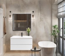 Cezares Тумба подвесная с раковиной MOLVENO 90 см Bianco Ghiaccio, белая MOLVENO-90-2C-SO-BG