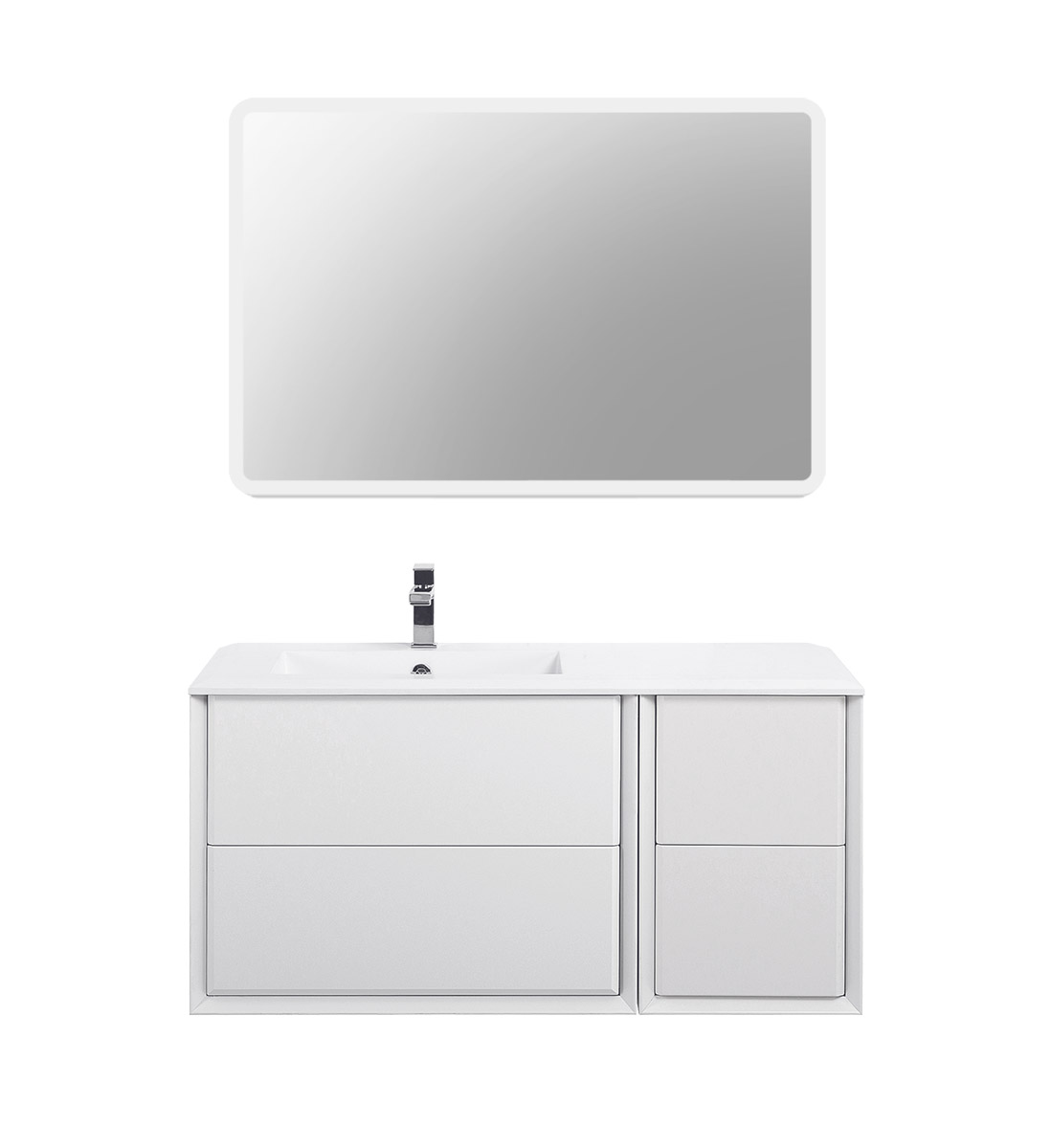 Приобрести cezares тумба подвесная с раковиной bellagio 106 см bianco opaco, левостороняя, белая матовая 54714