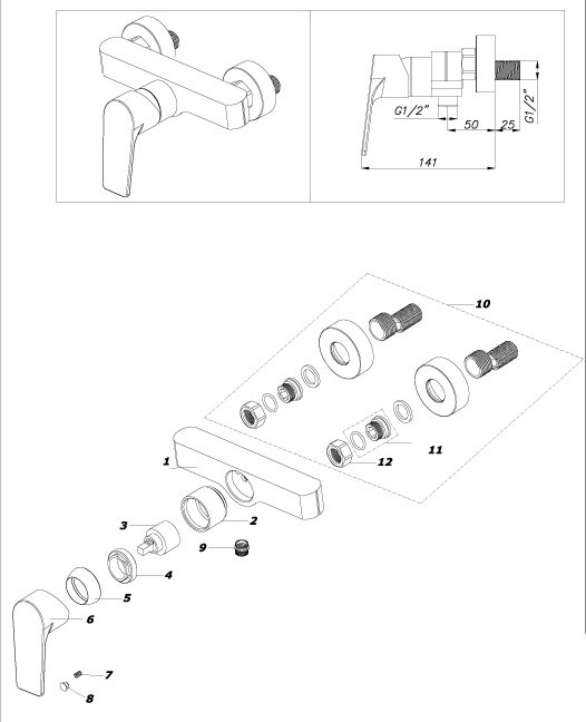Приобрести смеситель для душа azario treya, хром, az-15680621