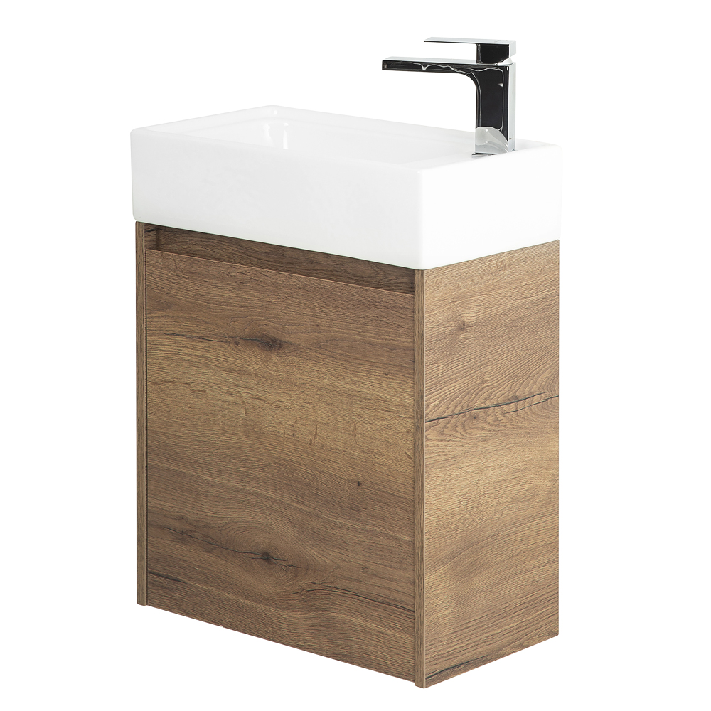 Приобрести belbagno тумба с раковиной kraft mini 50 см, подвесная rovere tabacco левосторонняя, белая раковина