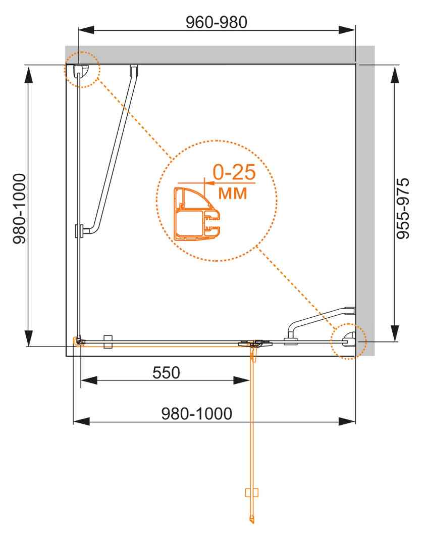 Приобрести cezares душевое ограждение bergamo 100х100 см, хром bergamo-w-a-1-100-c-cr-r