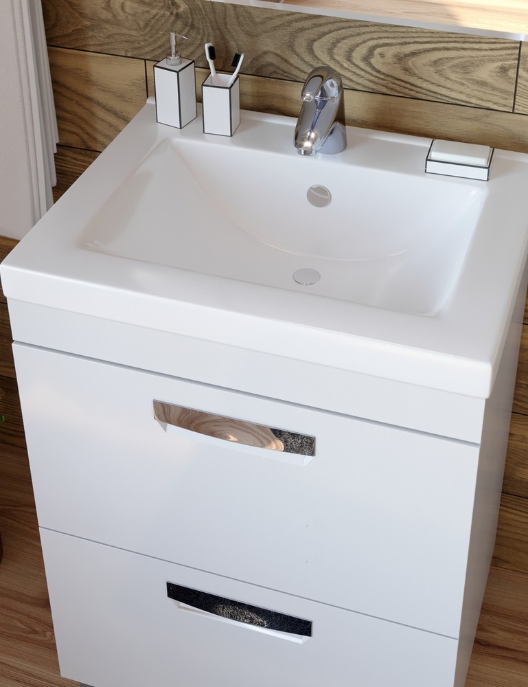 Приобрести vigo тумба с раковиной plaza 60см, 2 ящика, напольная, белая tn.pla.fos.60.2y