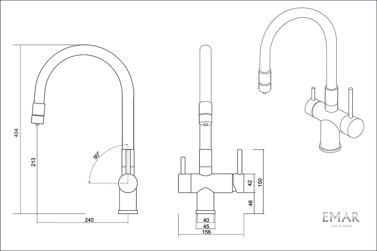 Приобрести emar смеситель для кухни, сатин ес - 3015 satin