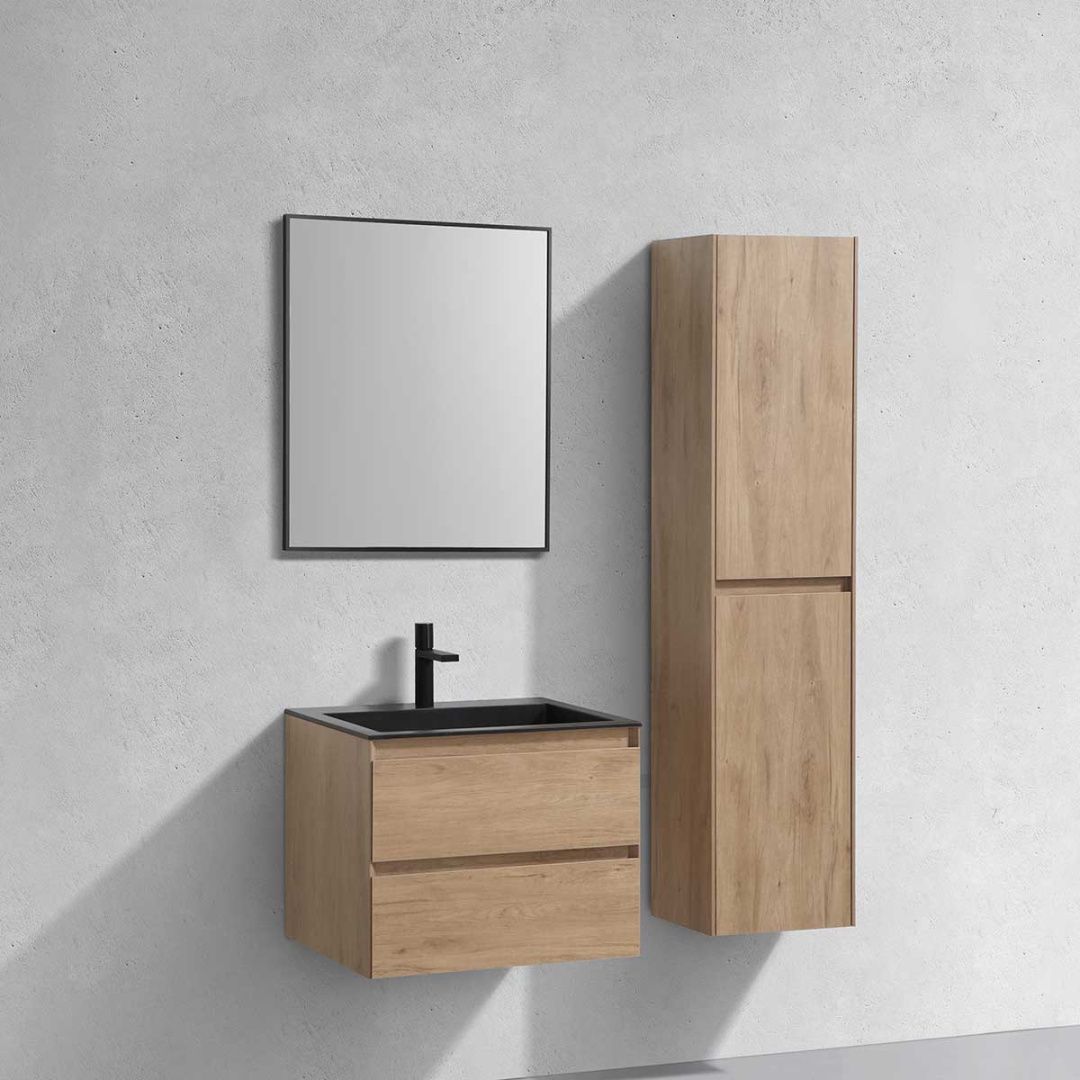 Приобрести vincea тумба подвесная luka 60 см, дуб натуральный с черной раковиной vmc-2l600no;vcb-13600b