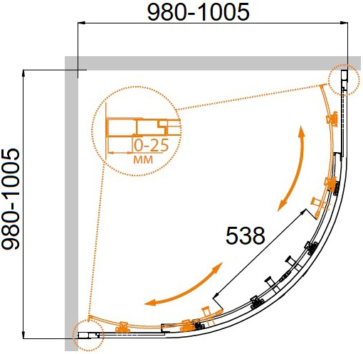 Приобрести cezares душевое ограждение molveno 100х100 см, хром molveno-r-2-100-c-cr-iv