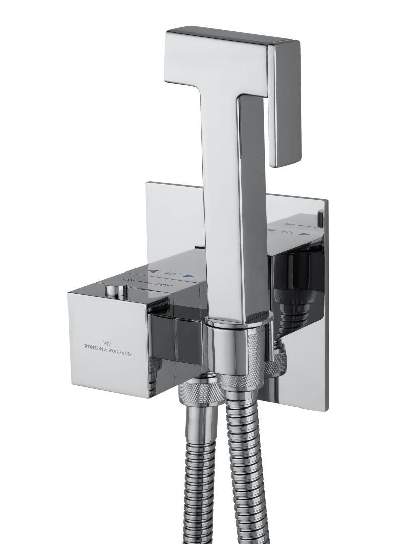 Приобрести смеситель с гигиеническим душем и термостатом встраиваемый wonzon & woghand, хром (ww-88829910-cr)