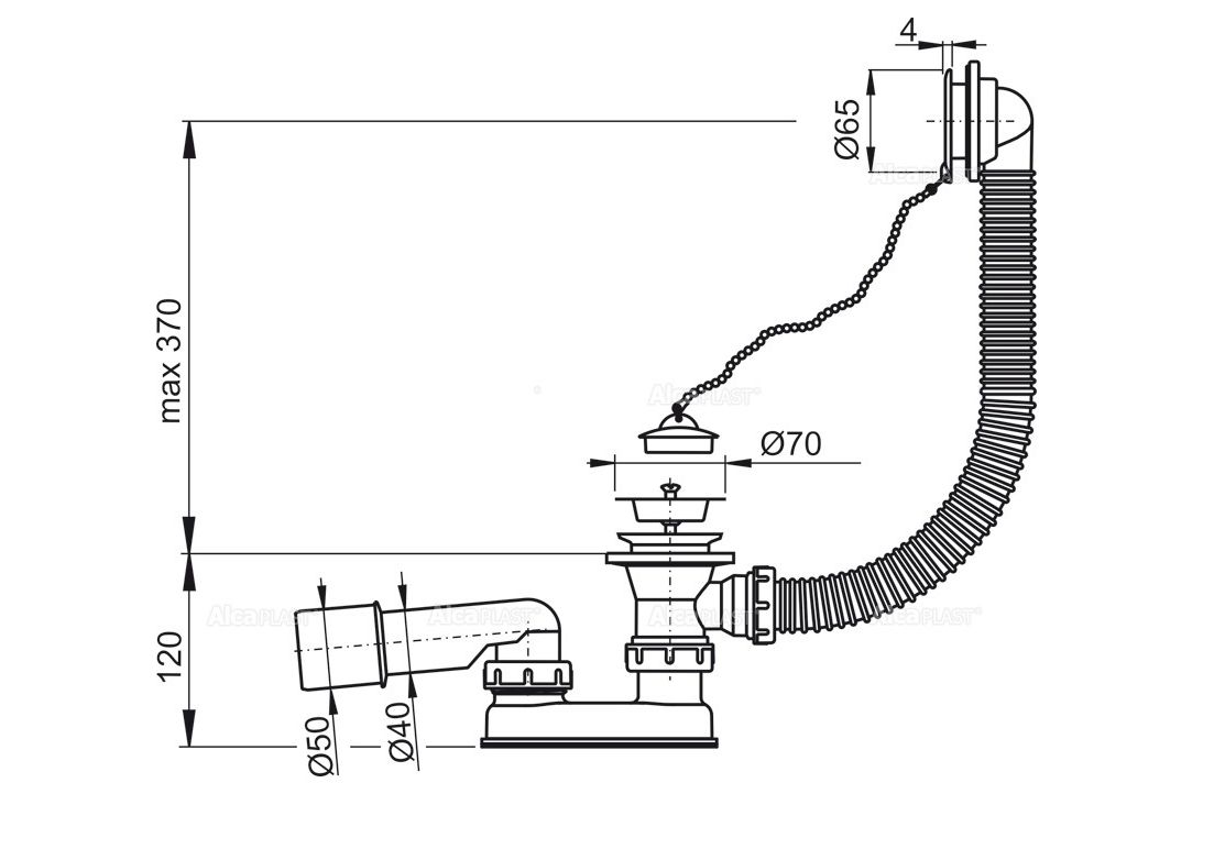 Приобрести сливной трап alcaplast a501, пластик