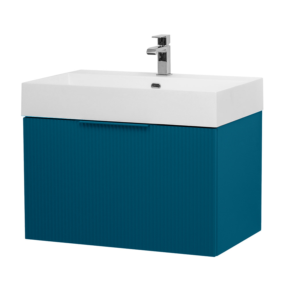 Приобрести cezares тумба подвесная с раковиной premium 70 см plisse blu petrolio, голубая 55438