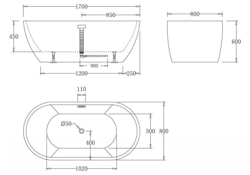 Приобрести ванна акриловая отдельностоящая belbagno 170х80 см, bb70-1700