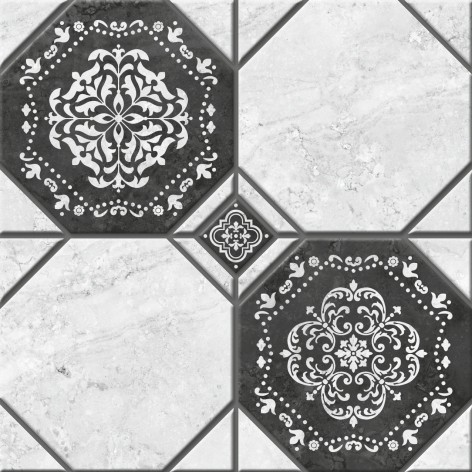 Приобрести плитка напольная керамин лимбург узор 1д чёрно белый. 40*40см тип 1 узор