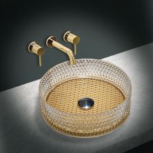 Vincea Раковина накладная 40х40 см, прозрачная, золото VBS-5GL04