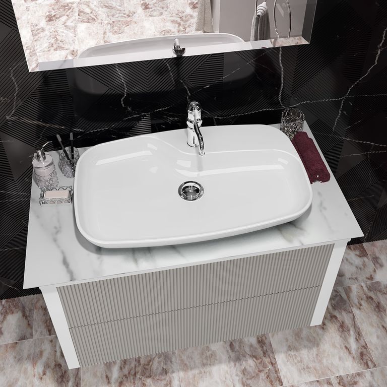 Приобрести opadiris тумба подвесная с раковиной и столешницей рубинно 90 см, серая nova 70