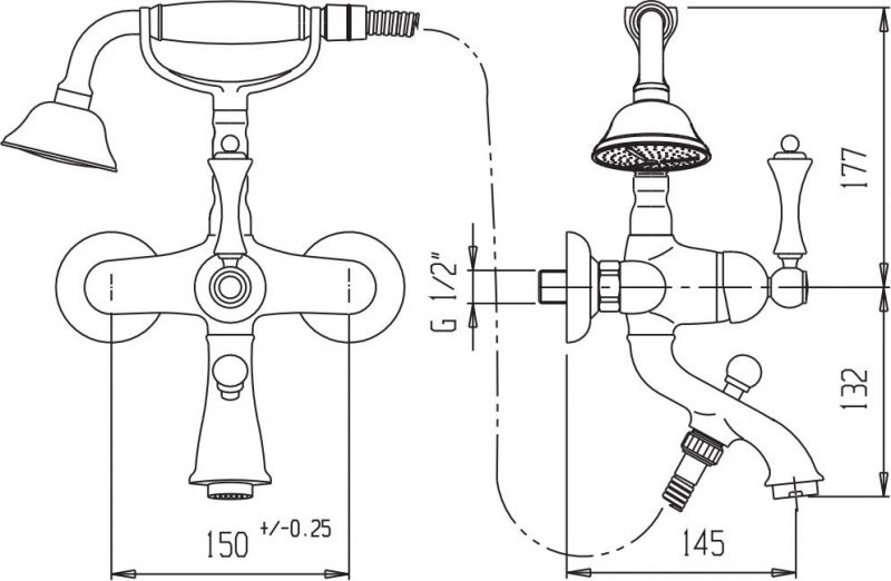Приобрести cezares смеситель для ванны и душа margot, золото margot-vdm-03/24-n