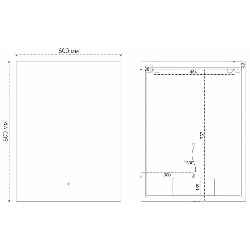 Приобрести grossman зеркало с подсветкой pragma норма black 60х80 см, с подогревом, черное 1860802