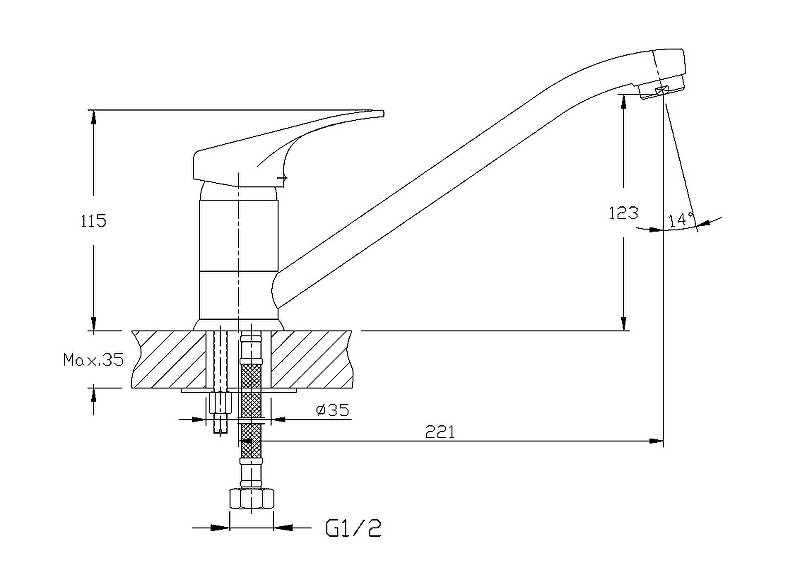 Приобрести haiba смеситель для кухни 256 мм, хром hb-4813