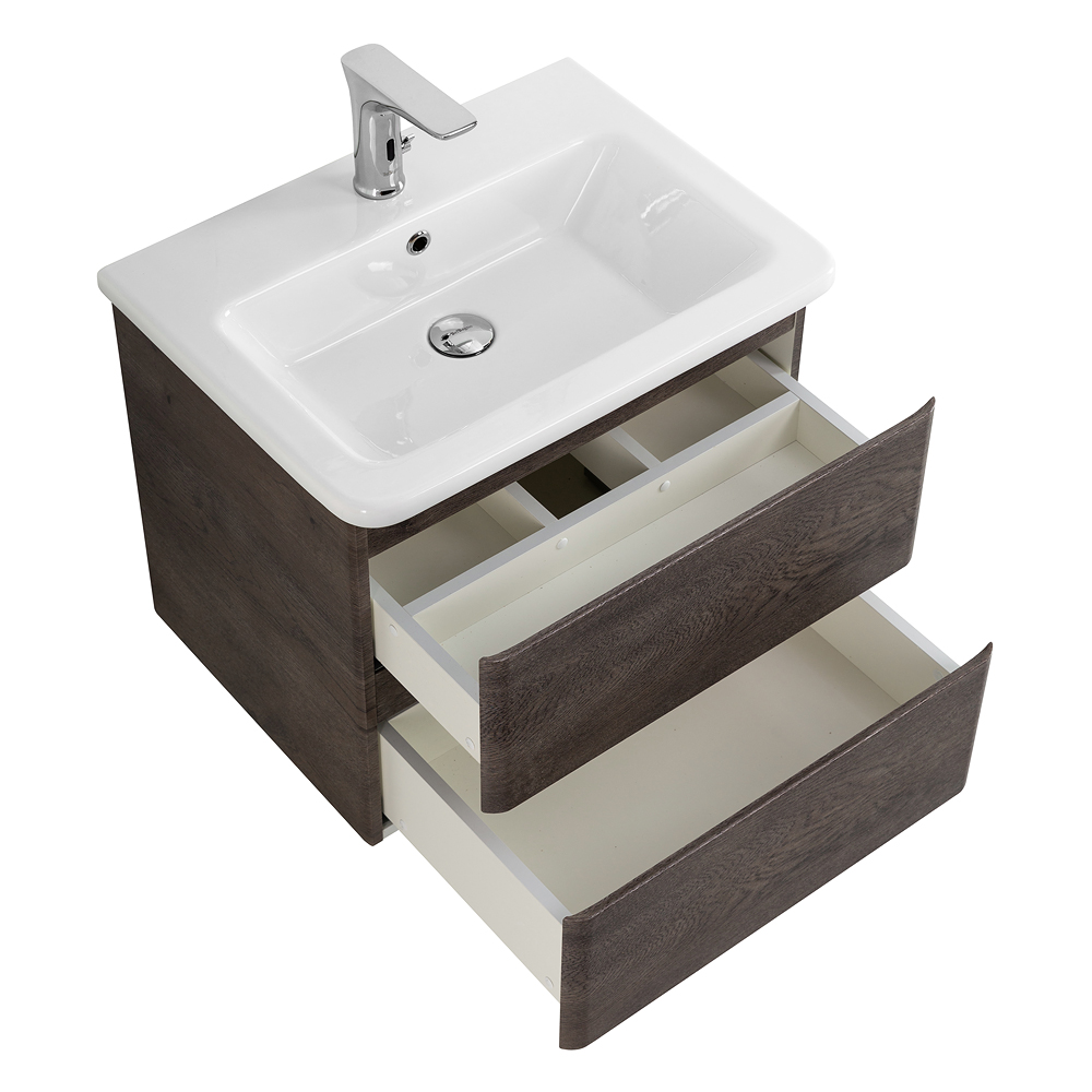 Приобрести belbagno тумба с раковиной albano-cer 50 см, подвесная rovere nature grigio, белая раковина