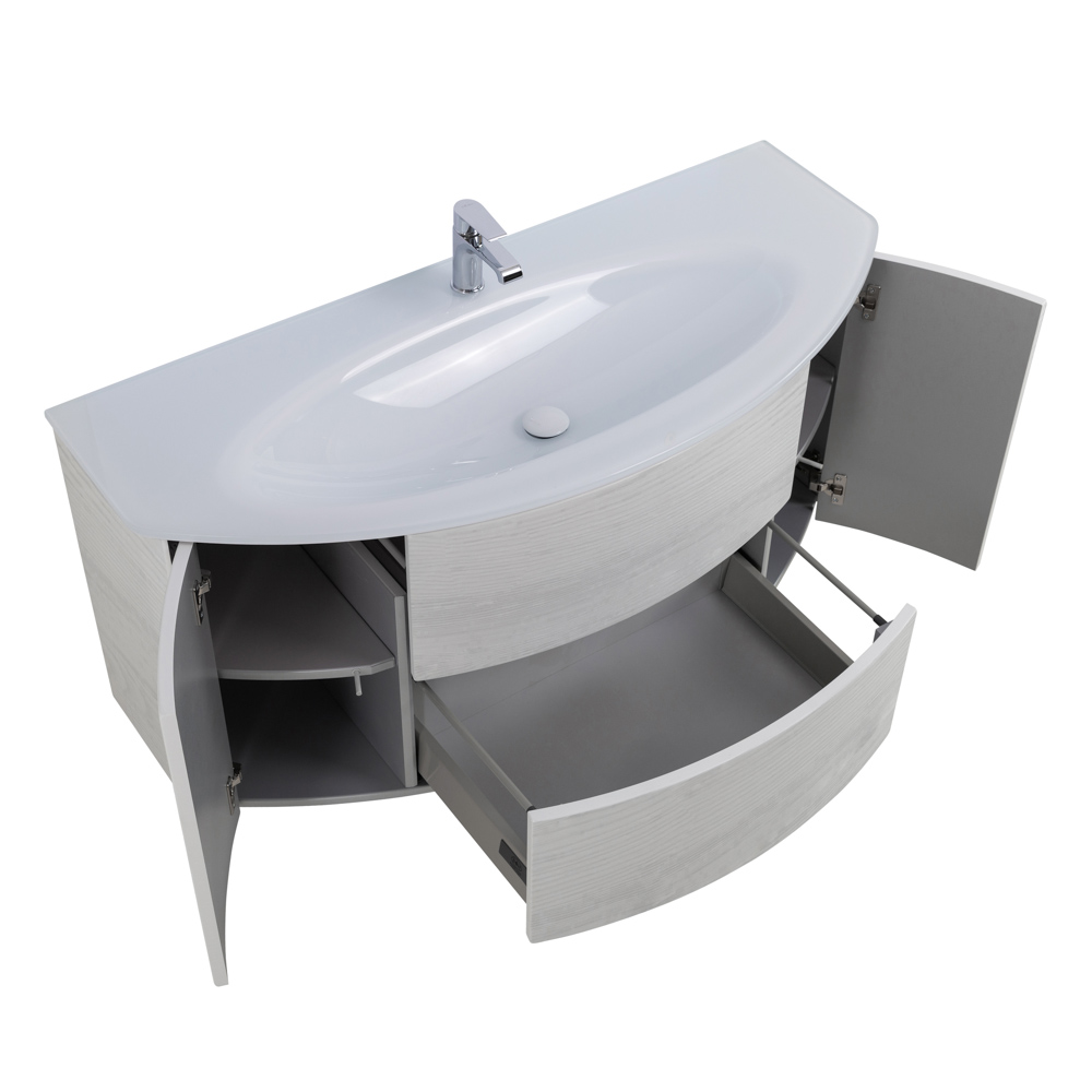 Приобрести cezares тумба подвесная с раковиной eden 121 см frassino bianco,стекло, светло серая 54418