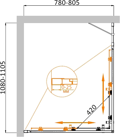 Приобрести cezares душевое ограждение molveno 110х80 см, хром molveno-ah-21-80+30-c-cr-iv