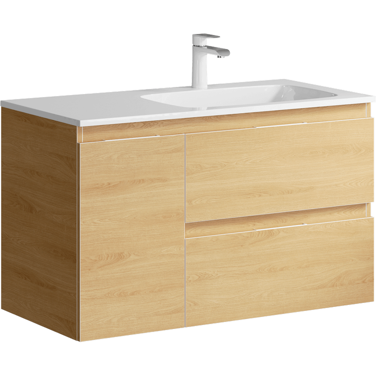 Приобрести тумба подвесная с раковиной aqwella accent 90см. правая, дуб золотой, acc0109rdz