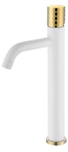 Boheme Смеситель для раковины Stick, высокий, белый\золото 122-WG