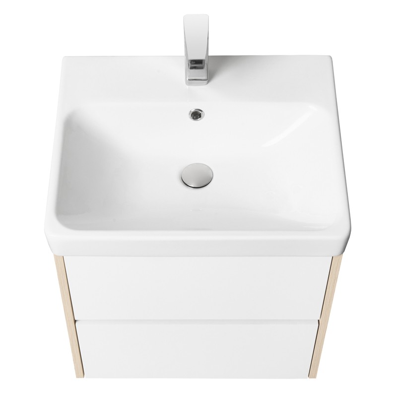 Приобрести акватон тумба c раковиной сканди 55 белая, дуб верона