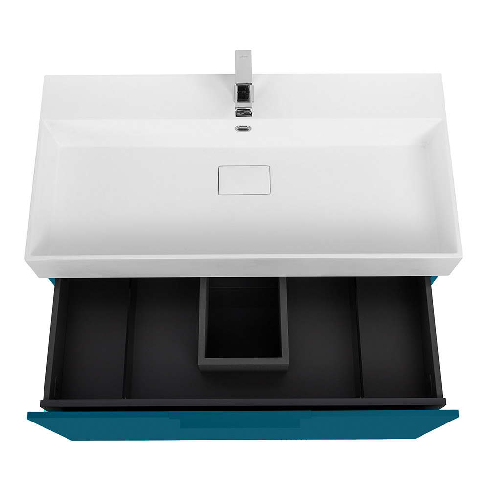 Приобрести cezares тумба подвесная с раковиной premium 90 см blu petrolio, голубая 55403