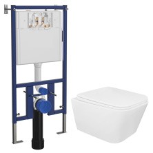 LORANTO Инсталляция + Унитаз подвесной TALAS безoбодковый в комплекте с быстросъемным сиденьем микролифт, дюропласт (4501+87268)